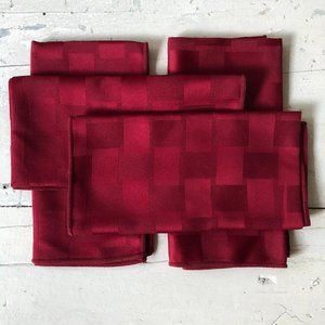 SET | 4 Ruby Red Checkerboard Napkins